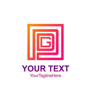 Initial letter PDG logo template colorfull square design for business and company identity