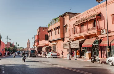 Fotobehang Beautiful street of old Marrakesh, Morocco © Olena Zn