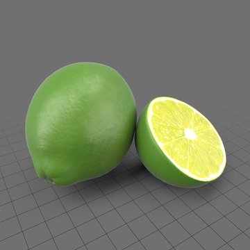 Whole and sliced limes