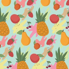 Fruit drawing vector pattern background - 197528737