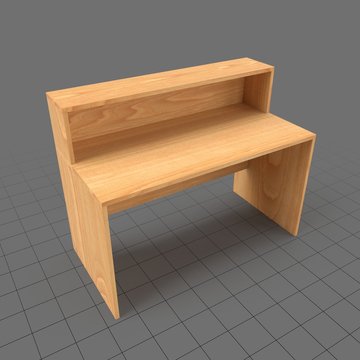 Office desk with tiered shelves