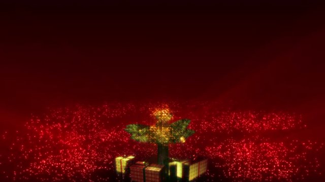 Magical Growing Christmas Tree with loop section between 17:00-26:00. Red version. In 4K and HD.