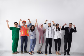 Portrait of various professions success