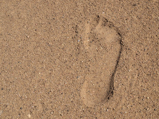 Fototapeta na wymiar Human footprint on the sea sand