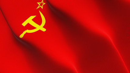 Soviet Union USSR flag waving loop. Soviet Union USS Rflag blowing on wind.