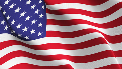 Fototapeta premium United States flag waving loop. United States flag blowing on wind.
