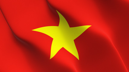 Vietnam flag waving loop. Vietnamese flag blowing on wind.