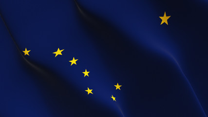 Alaska US State flag waving loop. United States of America Alaska flag blowing on wind.