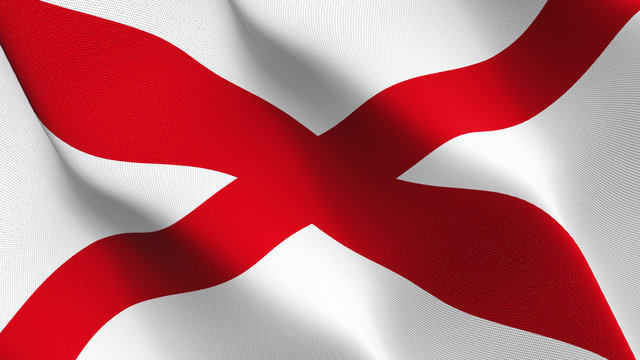 Alabama US State flag waving loop. United States of America Alabama flag blowing on wind.