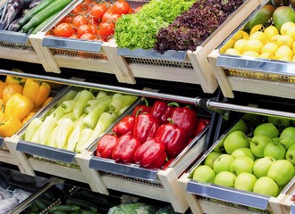 fruit and vegetables in special modern boxes