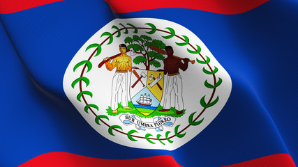 Belize flag waving loop. Belizean flag blowing on wind.