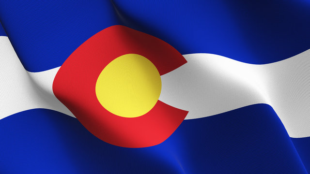 Colorado US State flag waving loop. United States of America Colorado flag blowing on wind.