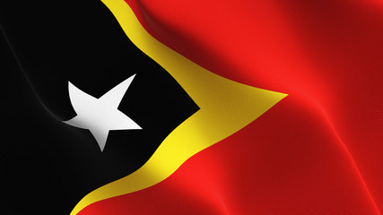 East Timor flag waving loop. East Timorese flag blowing on wind.