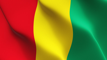 Guinea flag waving loop. Guinean flag blowing on wind.