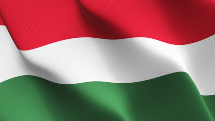 Hungary flag waving loop. Hungarian flag blowing on wind.
