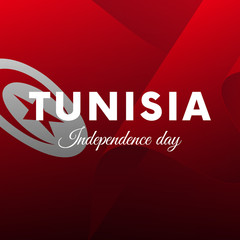 Banner or poster of Tunisia independence day celebration. Waving flag. Vector illustration.