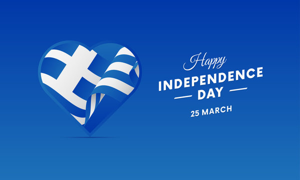 Banner or poster of Greece independence day celebration. Waving flag. Vector illustration.