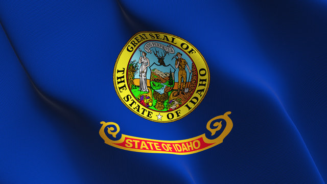 Idaho US State flag waving loop. United States of America Idaho flag blowing on wind.