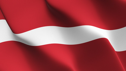 Latvia flag waving loop. Latvian flag blowing on wind.