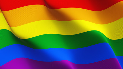 LGBT flag waving loop. Lesbian, Gay, Bisexual, Transgender flag blowing on wind.
