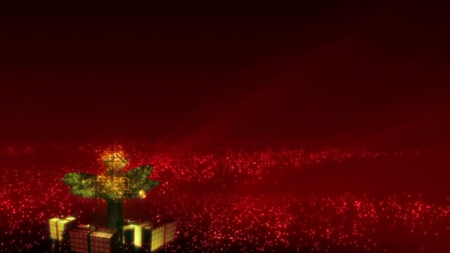 Magical Growing Christmas Tree with loop section between 17:00-26:00. Tree at left, Merry Christmas text at right. Red version. In 4K and HD.