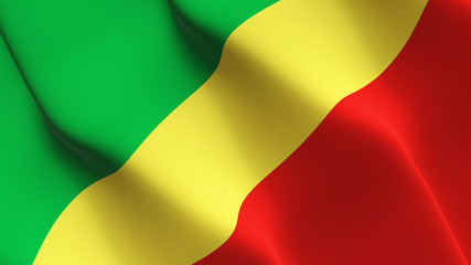 Fototapeta na wymiar Democratic Republic of the Congo flag waving loop. Democratic Republic of the Congo flag blowing on wind.