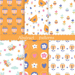 Easter seamless patterns set