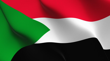 Sudan flag waving loop. Sudanese flag blowing on wind.