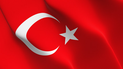 Obraz premium Turkey flag waving loop. Turkish flag blowing on wind.