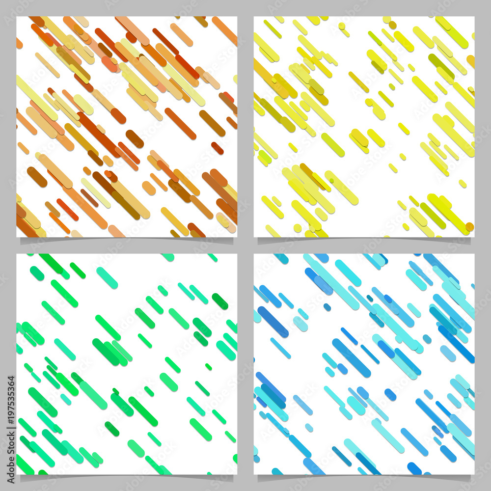 Poster colored abstract chaotic diagonal stripe pattern background set