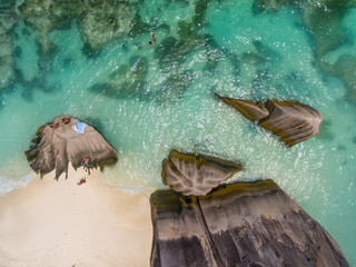 Downward overhead view of beautiful rocks on the beach
