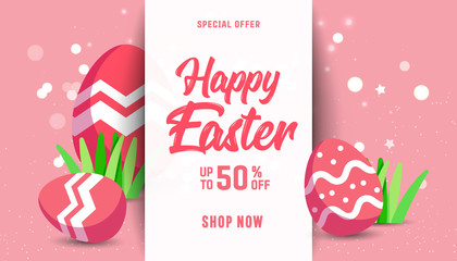 Naklejka premium Composition of Easter sale card template 