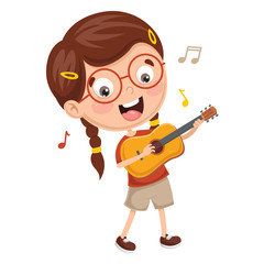 Vector Illustration Of Kids Making Art Performance