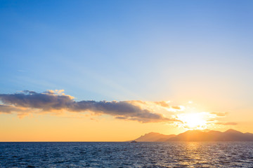 Sunset from the port of Cannes, France
