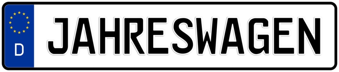 spkw55 SignPersonenKraftWagen spkw - Schrift: Jahreswagen - Kennzeichen: Autokennzeichen / Nummernschild - (Original-Verhältnis 520 X 110 mm) - banner xxl g5935