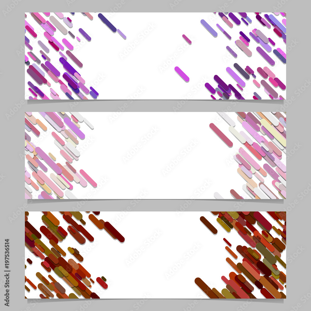 Poster abstract banner background template design set with colored diagonal stripes - vector graphics