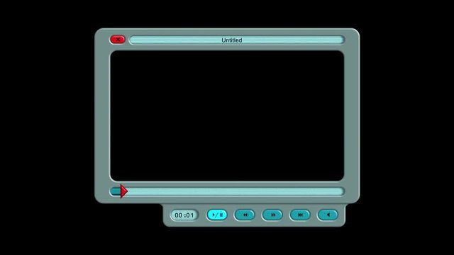 A generic media player application interface, which you can insert your own video into. Useful for a transition, as it zooms up (from 50% to 100%) to fill the screen. A luma matte is provided.