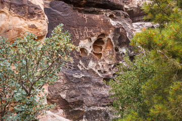 Native American Petroglyphs at Red Rock Canyon, Nevada,