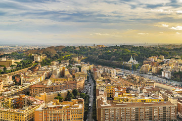 Fototapeta premium Rome Aerial View at Saint Peter Basilica Viewpoint