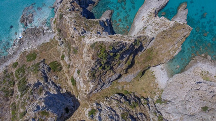 Overhead aerial view of beautiful coastline