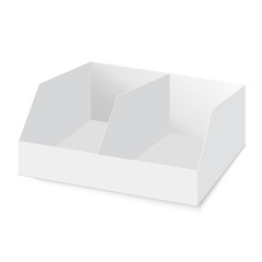 POS POI cardboard blank empty display show box holder. Vector mock up .