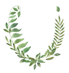 Leafy Leaf. Green watercolor flowers and florals wreath #4