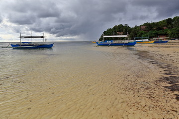 Balangay or bangka boats stranded on the beach. Punta Ballo-Sipalay-Philippines. 0324