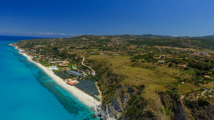 Tonnara beach and Scoglio Ulivo, Calabria from the air