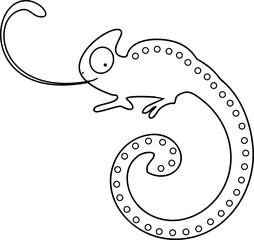 Coloring page. Chameleon with sticking tongue out