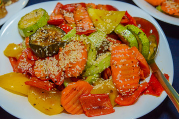 Grilled vegetables on plate