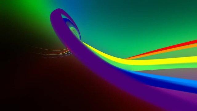 Rainbow lines. Loop section from 4:00 to 24:00. Abstract colorful streaks on dark background.