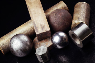 Metal details on a black background.