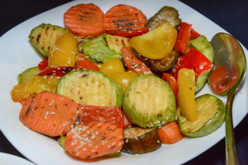 Grilled vegetables on plate