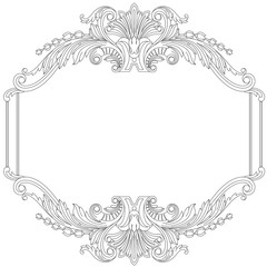 Vintage border frame engraving with retro ornament pattern in antique baroque style decorative design. Vector